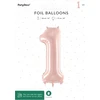PartyDeco Balionas folinis skaičius 1 rausvas 72cm