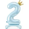 PartyDeco Folinis pastatomas balionas skaičius "2" melsvas 84cm