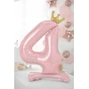 PartyDeco Pastatomas rožinis balionas Skaičius su karūna, 84cm, Skaičius: 4