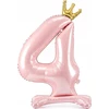 PartyDeco Pastatomas rožinis balionas Skaičius su karūna, 84cm, Skaičius: 6
