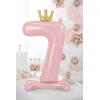PartyDeco Pastatomas rožinis balionas Skaičius su karūna, 84cm, Skaičius: 7