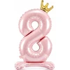 PartyDeco Pastatomas rožinis balionas Skaičius su karūna, 84cm, Skaičius: 8