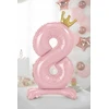 PartyDeco Pastatomas rožinis balionas Skaičius su karūna, 84cm, Skaičius: 8