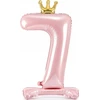 PartyDeco Pastatomas rožinis balionas Skaičius su karūna, 84cm, Skaičius: 8
