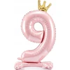 PartyDeco Pastatomas rožinis balionas Skaičius su karūna, 84cm, Skaičius: 9