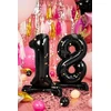 PartyDeco Pastatomi juodi balionai Skaičius 18, 84cm