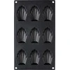 Patisse formos madeleine 29 x 17 cm juodas silikonas 9 skyreliai