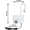 Paulmann sieninis šviestuvas HALINA LED 2.4W 200lm 2700K USB-C 230V matinis baltas/metalinis