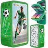 PBS Connect pieštukų dėklas GIMBOO mokyklinis pieštukų dėklas su priedais, 3 skyriai, futbolo formos, žalias