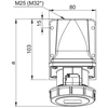 PCE Fiksuotas lizdas 16A 400V 3P+N+N be riebokšlio IP67 1152-6