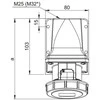 PCE Fiksuotas lizdas 32A 400V 3P + Z + N be uždusimo IP67 1252-6