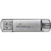 MediaRange Kombo-storagestick 64 GB, USB-Stick - sidabrinis/transparent, USB-A 3.2 Gen 1, USB-C 3.2 Gen 1