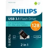 Pendrive Philips 2 w 1 OTG FM12DC152B/00 128GB Juodas (PHUSB128G2IN1OTGGU3C)