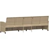 Sodo sofa, 5 vietų, su pagalvėlėmis, smėlio spalvos, poliratanas