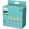 „Philips“ LED lempos E14, 4 vnt. pakuotėje, 40 W, 2700 K, žvakės formos, su kaitrinėmis lemputėmis