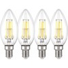 „Philips“ LED lempos E14, 4 vnt. pakuotėje, 40 W, 2700 K, žvakės formos, su kaitrinėmis lemputėmis