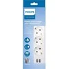 „Philips“ viršįtampių apsaugos įrenginys Balta, 3 lizdai, 2 x USB, 2 m, SPN3032WA/60