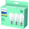 LED lemputė Philips 60W E27 Šiltai balta, 3 vnt