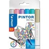 Pilot Pen Permanentinis žymeklis Pultas PINTOR METALLIC 1.4mm, apvali galvutė, 6 sp. komplektas