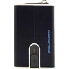Piquadro, Mėlyna Square, Leather Card Holder, Square Sliding System with Zipped Coin Pocket, PP5359B2R-BLU2, Mėlyna, For Men