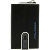 Piquadro, Mėlyna Square, Leather Card Holder, Square Sliding System with Zipped Coin Pocket, PP5359B2R-N, Juodas, For Men