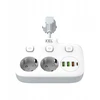 Plastrol Dvigubas kabelių skirstytuvas su atskirais jungikliais + USB R-273SWS/CA