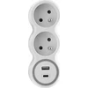 Plastrol dvigubas tinklo skirstytuvas + USB-A + USB-C