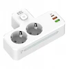 Plastrol Dvigubas skirstytuvas su jungikliu ir lempute; 2x kištukiniai lizdai su Schuko įžeminimu, 2x USB-A lizdas, 1x USB-C lizdas