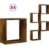 Wall Cube lentynos 4 vnt Rūkytas ąžuolas 30x15x30 cm