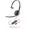 Plantronics POLY Blackwire C3210, Laidinis, Skambučiai / Muzika, 87 g, Ausinės, Juoda, Raudona