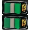 Post-it žali indeksavimo skirtukai pakuotėje
