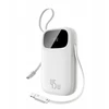 Baseus „EnerFill FC31“ 20000mAh 45W išorinė baterija su skaitmeniniu ekranu ir 2 integruotais laidais (USB-C + „Lightning“) – balta
