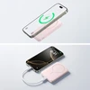 Baseus indukcinė išorinė baterija 10000mAh 22.5W MagSafe su USB-C kabeliu 20V/3A 0.3m - rožinė