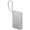 Baseus PicoGo 10 000 mAh 45 W išorinė baterija su skaitmeniniu ekranu ir integruotu USB-C laidu – titano spalvos