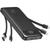 Choetech Powerbank Charmast W1148 5V 3A 10000 mAh with built-in cables USB A / USB C / Lightning / Micro USB juodas