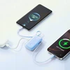 Joyroom JR-PR2L 10000mAh 35W išorinė baterija su integruotu ištraukiamu USB-C laidu ir „Lightning“ laidu ant virvelės - Mėlyna