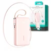 Joyroom JR-PR2L 10000mAh 35W išorinė baterija su integruotu ištraukiamu USB-C laidu ir „Lightning“ laidu ant virvelės - Rožinė