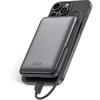 Ksix Magnetic Power Bank 10000 mAh, 22.5W, skirtas iPhone ir Apple Watch, Pilkas