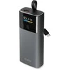 SBS 10000mAh PD 20W išorinė baterija su LCD ekranu ir integruotu USB-C laidu - pilka