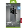 SBS 10000mAh PD 20W išorinė baterija su LCD ekranu ir integruotu USB-C laidu - pilka