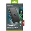 SBS Infinity išorinė baterija 10000mAh 10W LiFePo₄ USB-A USB-C - Juodas