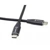Kabelis USB PremiumCord PREMIUMCORD Kabelis USB-C M/M, 240W 480Mbps černý bavlněný oplet, 1,5m