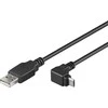 PremiumCord USB kabelis Micro USB 2.0 kabelis, A-B, jungtis úhl 90° 1m (černý)