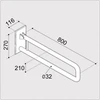 Ekotech Presto ERGOPLUS turėklai, 80 cm, tualetui/praustuvams, dažyti milteliniu būdu, balti