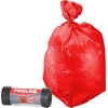Worki LDPE šiukšlių maišai, 120 l, raudoni, ritinėliai, 10 vnt., segr., prolinas