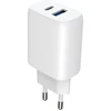 Proove 230 V 30 W sieninis įkroviklis, skirtas USB-C USB Type-C + USB laidas 1 m, 60 W, USB-C / Wcsp23011002 / Silicone Power 2 / Baltas