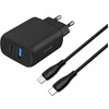 Proove 230 V 30 W sieninis įkroviklis, skirtas USB-C USB Type-C + USB laidas 1 m, 60 W, USB-C / Wcsp23011001 / Silicone Power 2 / Juodas