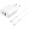 Proove 230 V 30 W sieninis įkroviklis, skirtas USB-C USB Type-C + USB laidas 1 m, 60 W, USB-C / Wcsp23011002 / Silicone Power 2 / Baltas