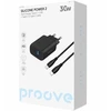 Proove 230 V 30 W sieninis įkroviklis, skirtas USB-C USB Type-C + USB laidas 1 m, 60 W, USB-C / Wcsp23011001 / Silicone Power 2 / Juodas