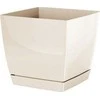Prosperplast Dekoratyvinis gėlių vazonas su padėklu Coubi Square P 21x21x19.2cm plastikinis/švies.rudas